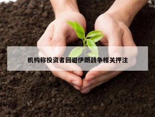 机构称投资者回避伊朗战争相关押注