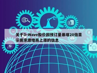 关于D-Wave股价因预订量暴增20倍显示需求激增而上涨的信息