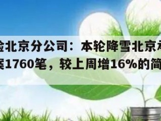 平安产险北京分公司：本轮降雪北京承保车险保单报案1760笔，较上周增16%的简单介绍